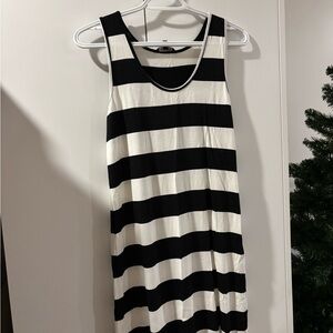 Black and White Striped Sleeveless Dress